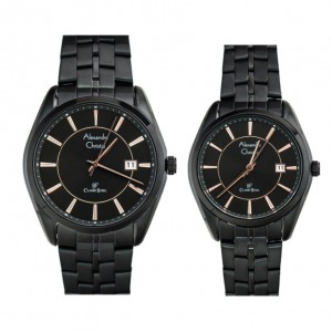 Alexandre Christie AC 8578 Full Black Rosegold Tick Couple